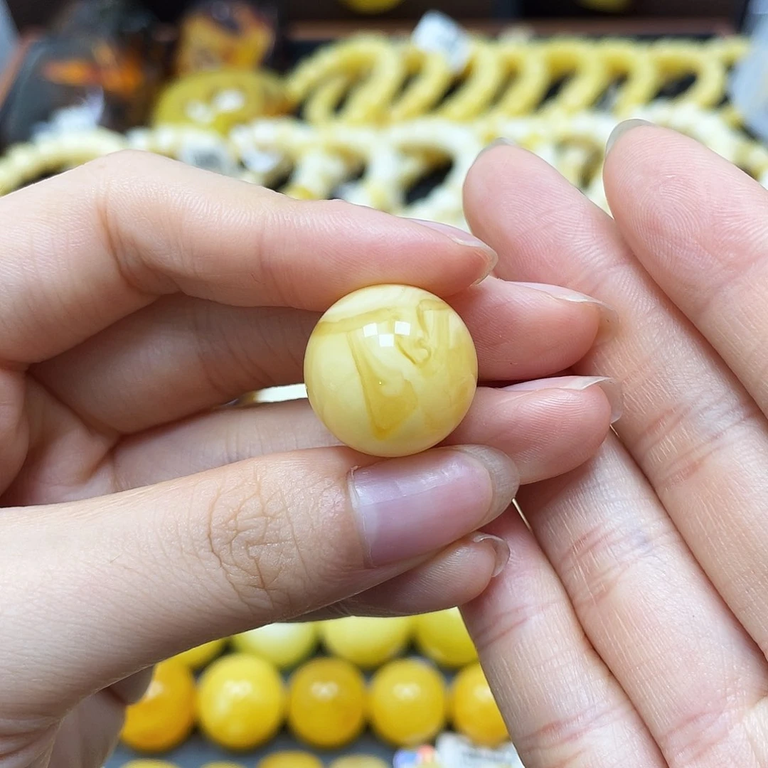 未镶嵌蜜蜡裸石圆珠18.6mm瑕