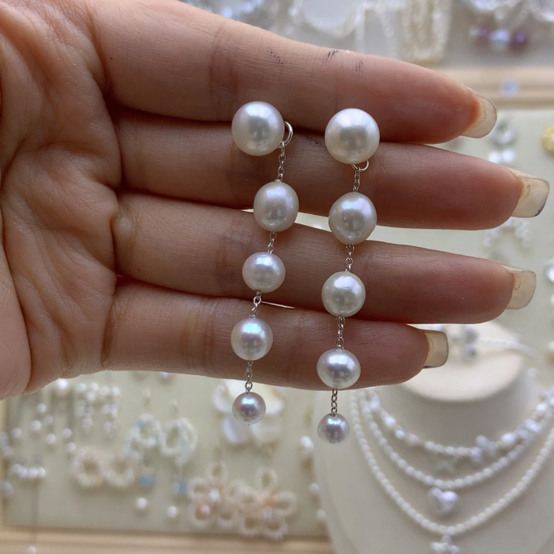 银S925镶嵌淡水珍珠耳饰