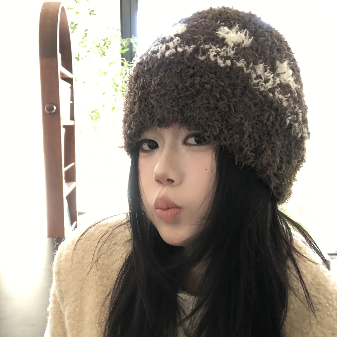 韩系复古毛线帽子女2025秋冬季休闲百搭户外保暖防风冷帽包头帽潮