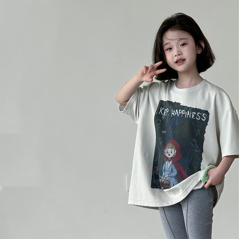 「壹秋.ONE AUTUMN」【小红帽】插画短袖T恤女童夏上衣【GX250】