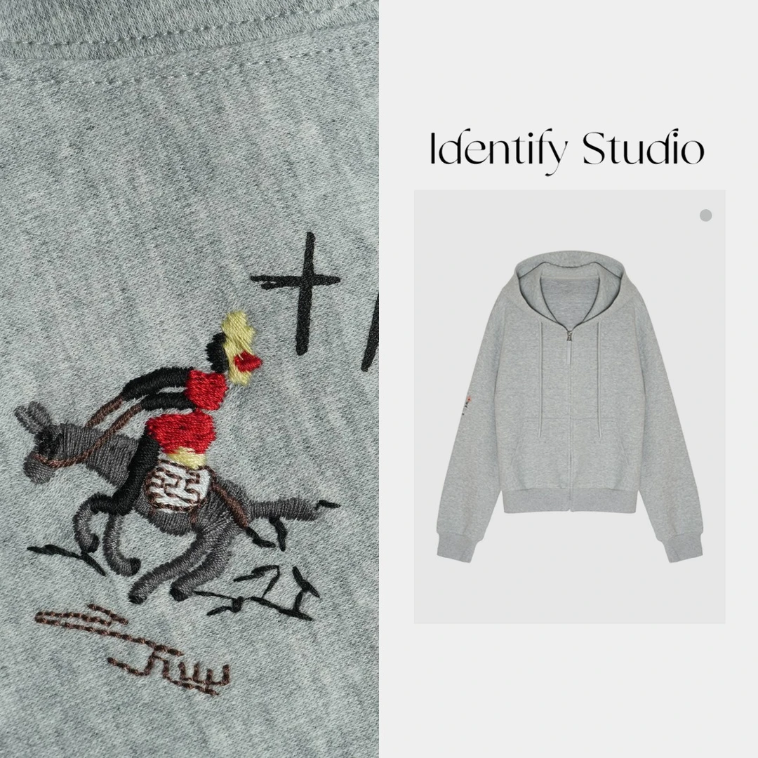 IDENTIFY香香“休闲设计”春季休闲刺绣设计卫衣外套上衣25SS