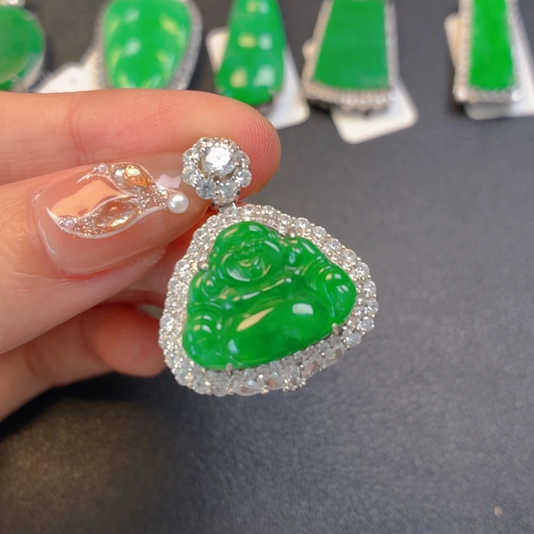 翡翠银S925镶嵌颈饰