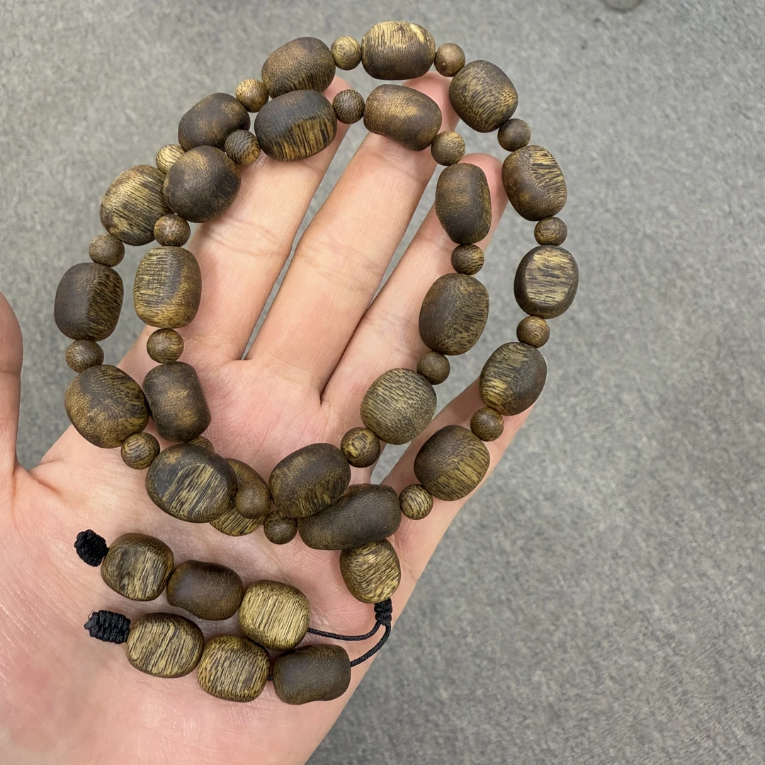 奇楠沉香老料留疤随形双圈隔圆珠23g随形多样性发一