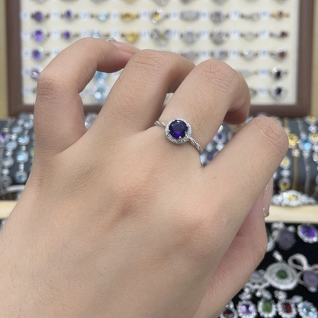 银S925镶嵌戒指紫晶