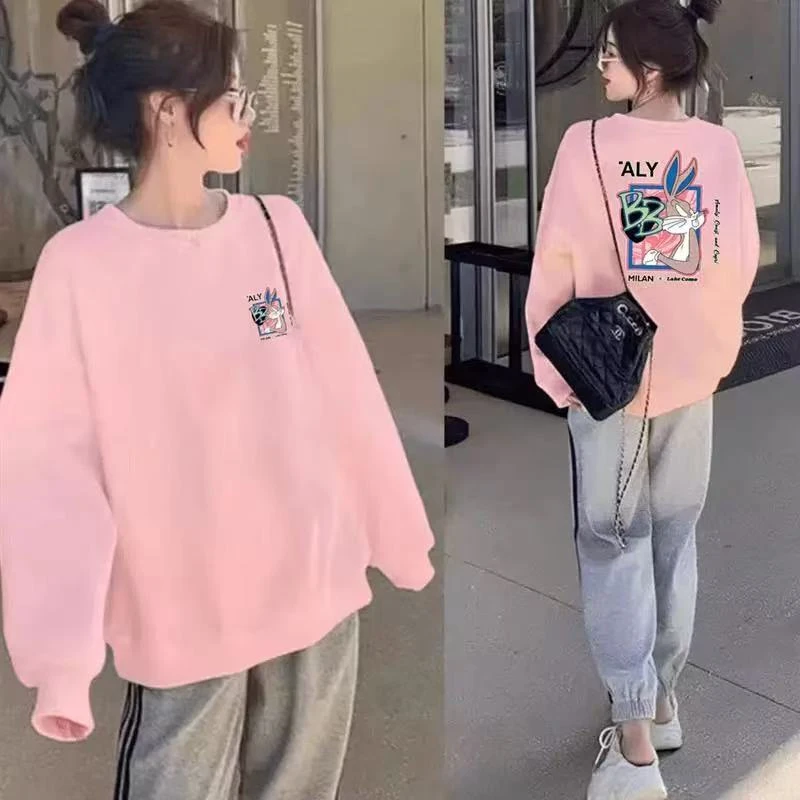860美式卡通印花圆领韩版时尚宽松百搭上衣