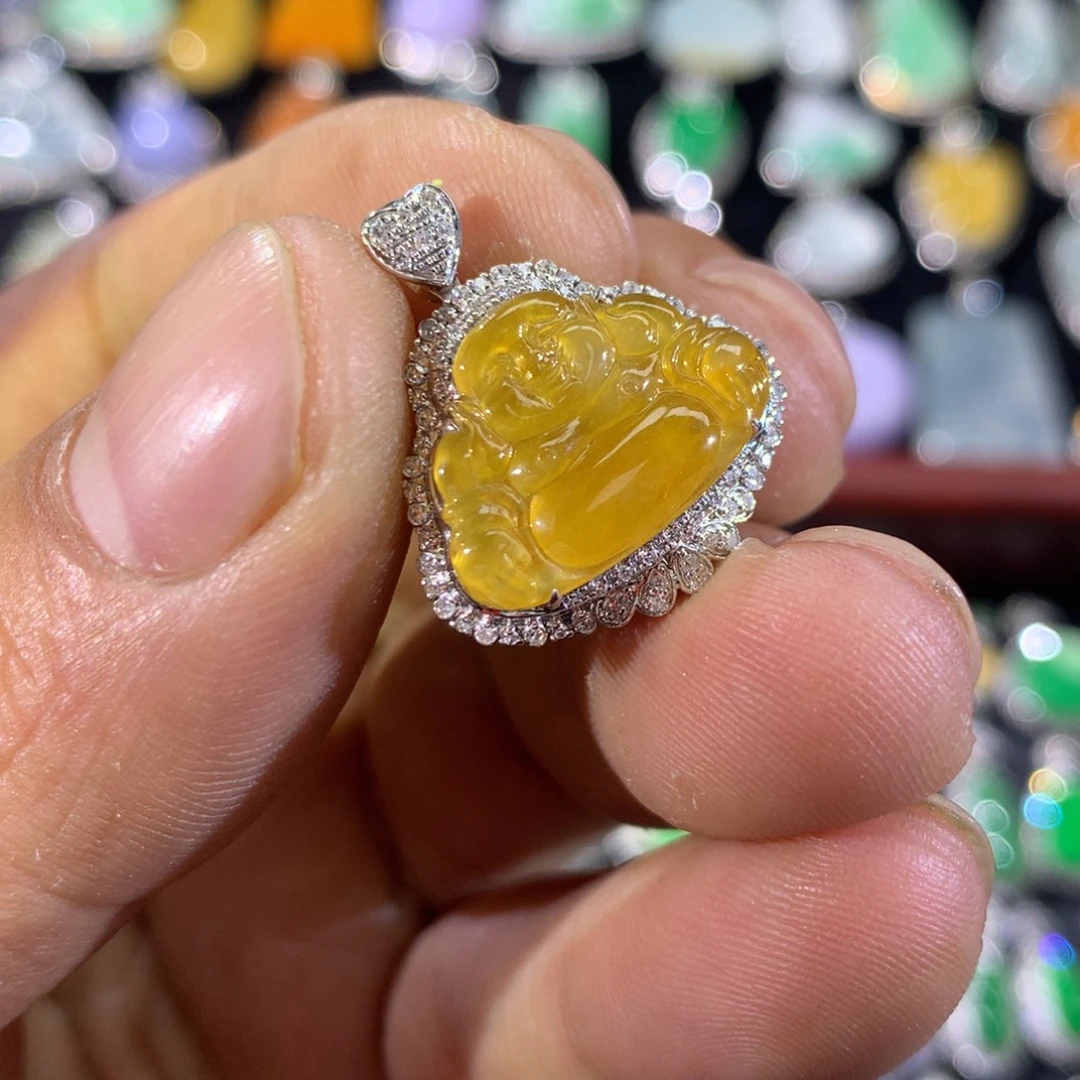 翡翠18K金镶嵌吊坠(不含链)