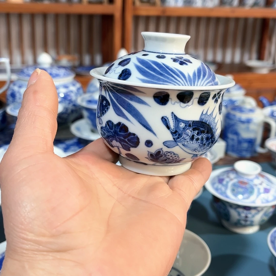 錡镇堂手工手绘盖碗