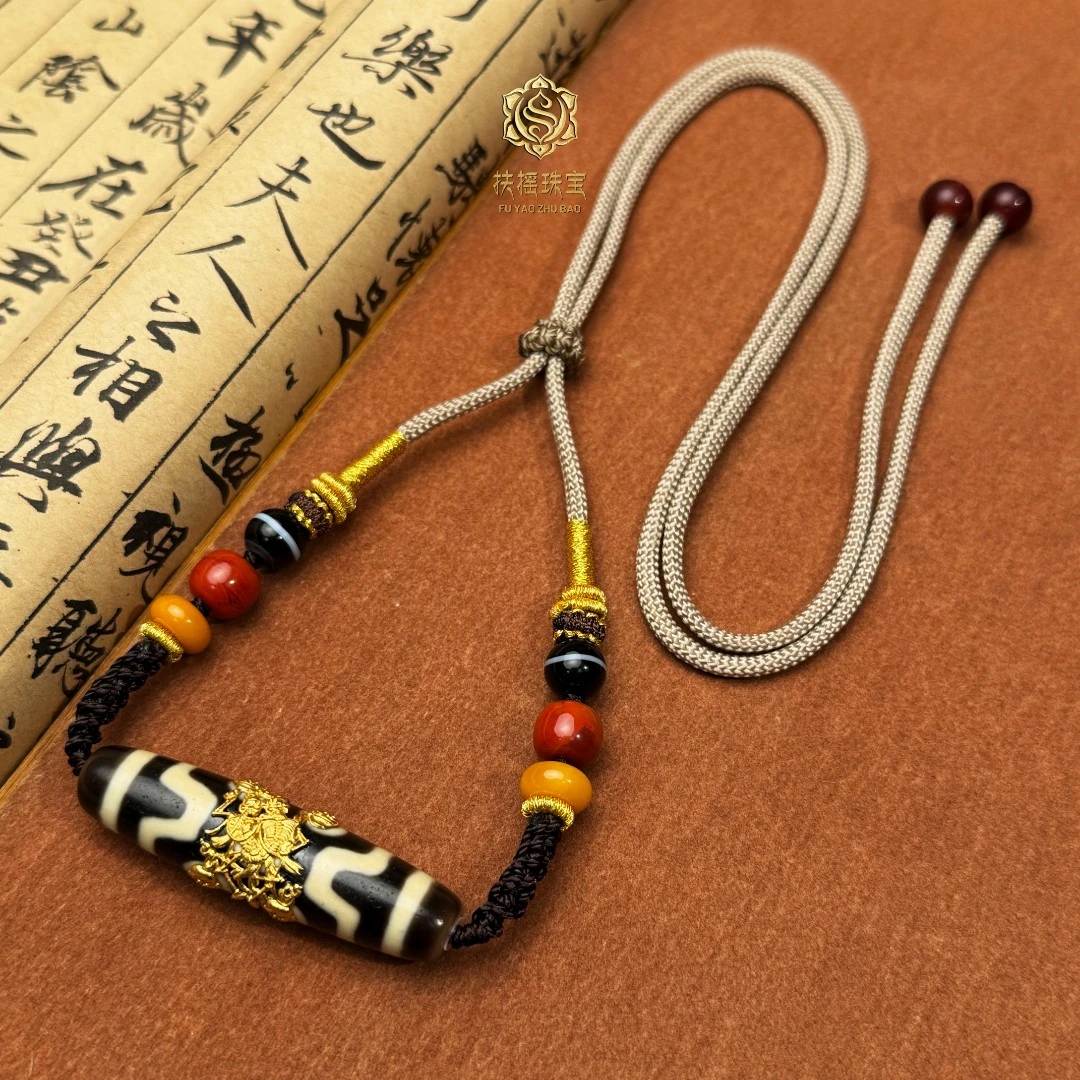 扶摇臻选|上肯18k金镶阿呆七Y天珠项链5588