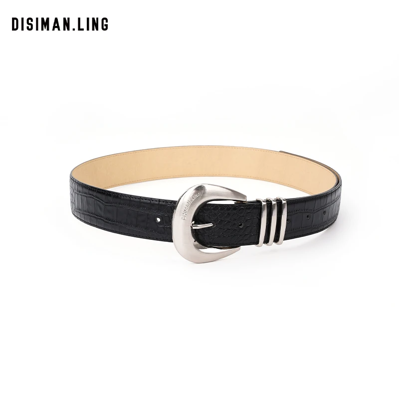 迪丝嫚苓时尚黑色腰带皮带简约百搭高级时尚小众设计款原创设计