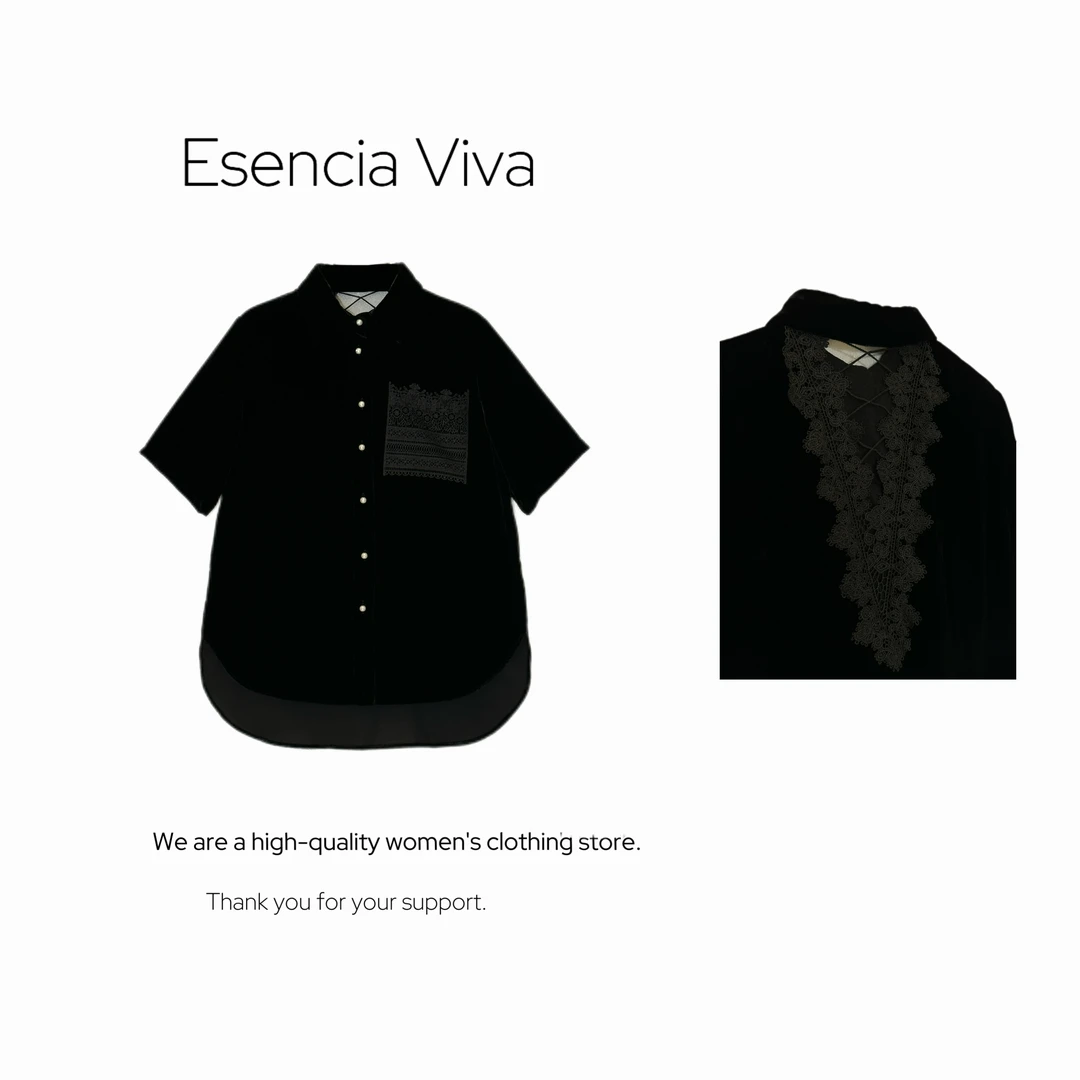 EV.【原创设计】气质小众设计师款时尚短袖开衫衬衫上衣EVSY0602