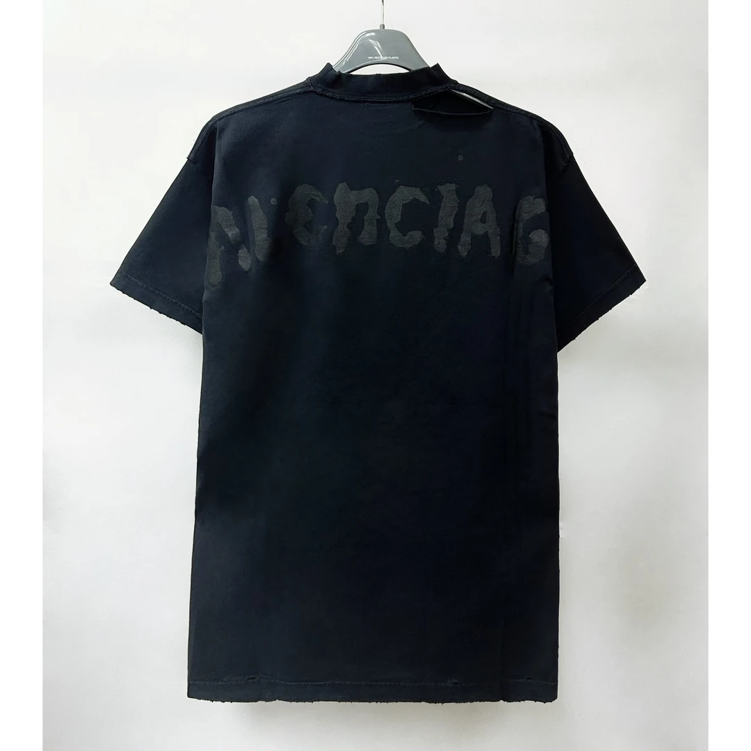 未使用 Balenciaga/巴黎世家 25春夏后背字母男士短袖787349