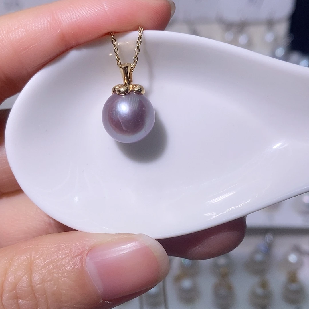 淡水珍珠吊坠(赠链)银S925镶嵌尺寸11/12毫米