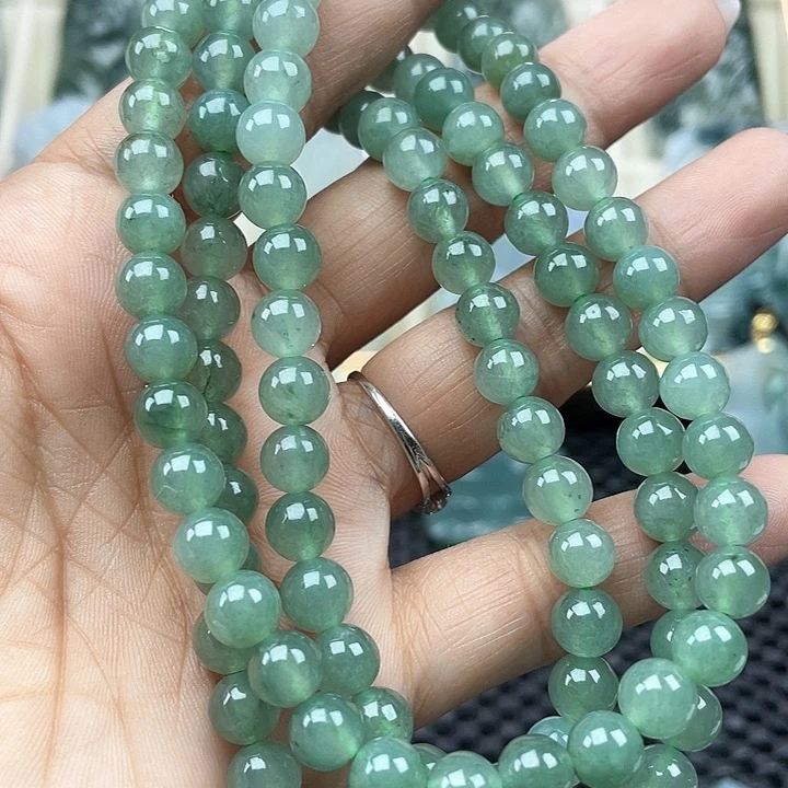 颈饰未镶嵌翡翠微**扬天然缅甸翡翠A货珠串