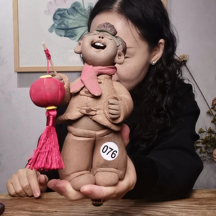粗砂羲娲娃系列作品灯笼男娃佛*