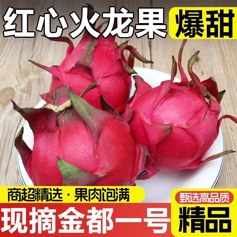 现采现摘 金都一号红心火龙果当季新鲜水果整箱火龙果大果5斤包邮