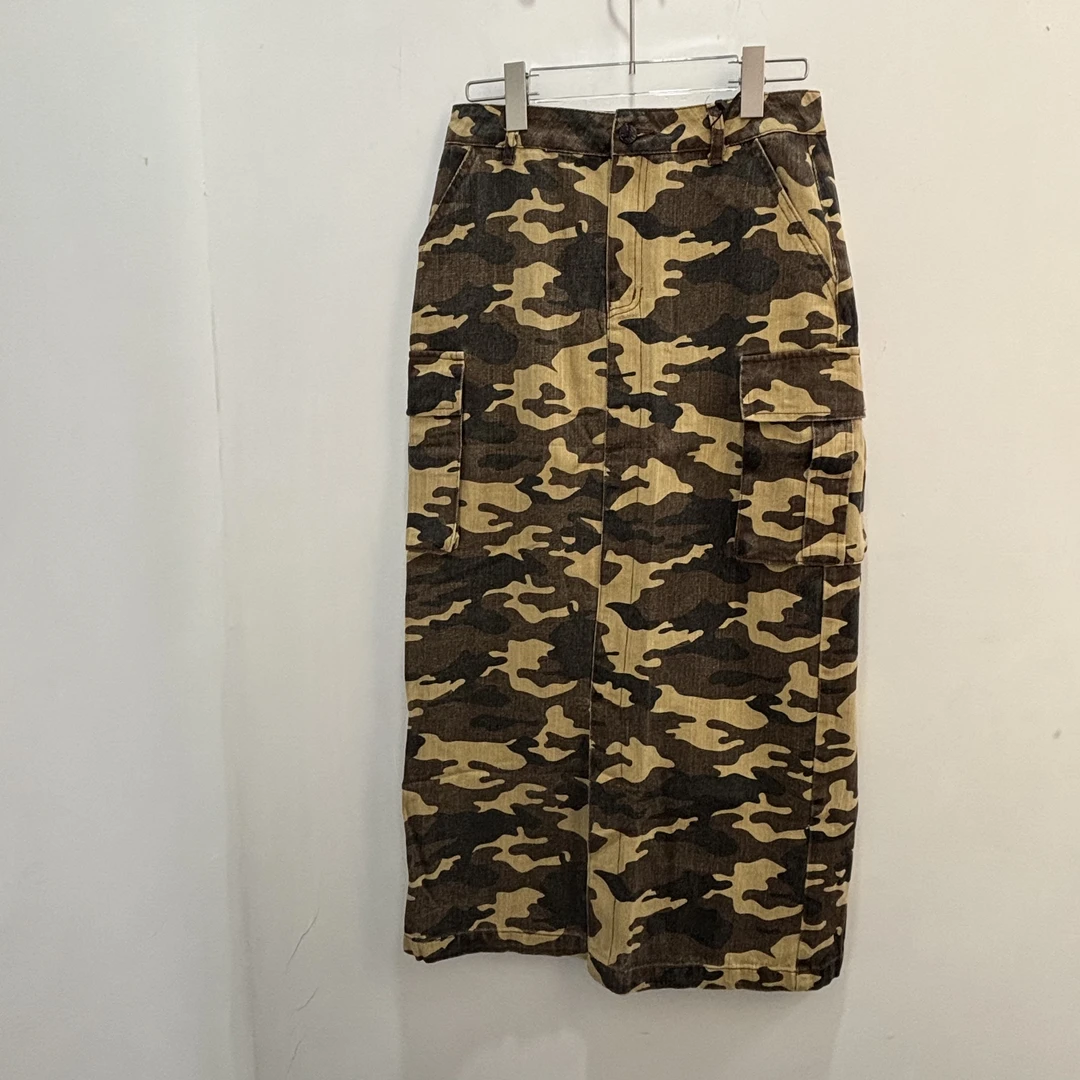 拓谷时尚休闲迷彩牛仔半身长裙四季适用