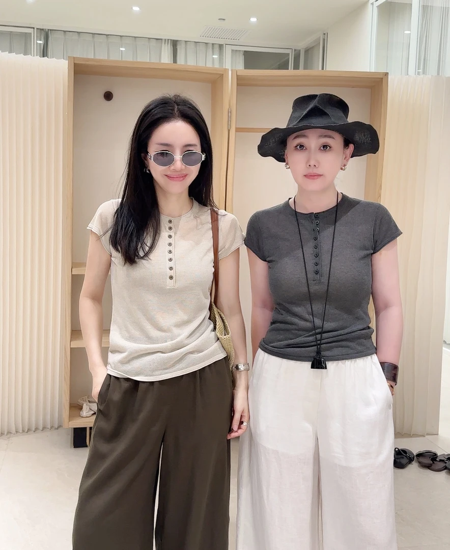 【NO退NO换】鑫燃KIKI 18针高货时尚纽扣半开领上衣 256069 MHT(F)