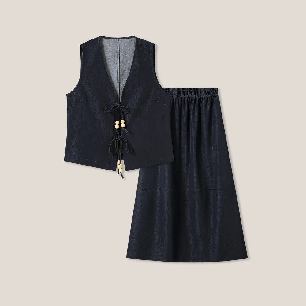 小清新马甲+半身裙套装JM26225