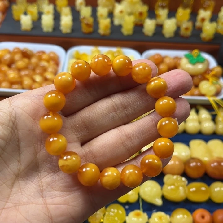 琥珀未镶嵌裸石卡11老蜡手串精工微瑕漏