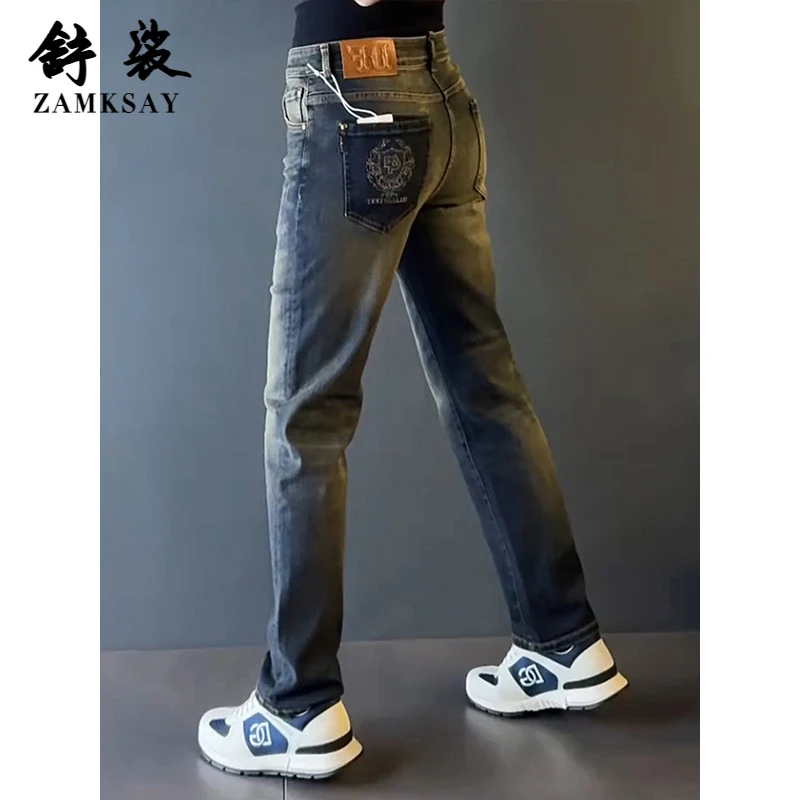 男装秋冬新款设计感潮牌男士时尚显瘦牛仔裤宽松时尚直筒休闲长裤
