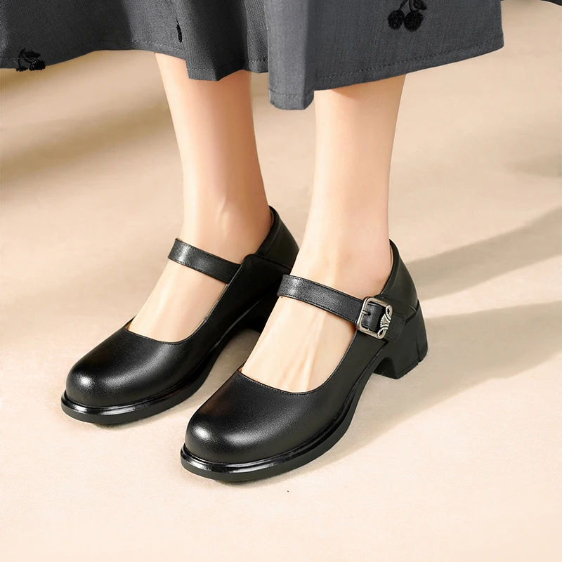 红蜻蜓金典2025浅口时尚圆头舒适日常百搭中年妈妈鞋奶奶鞋百搭一