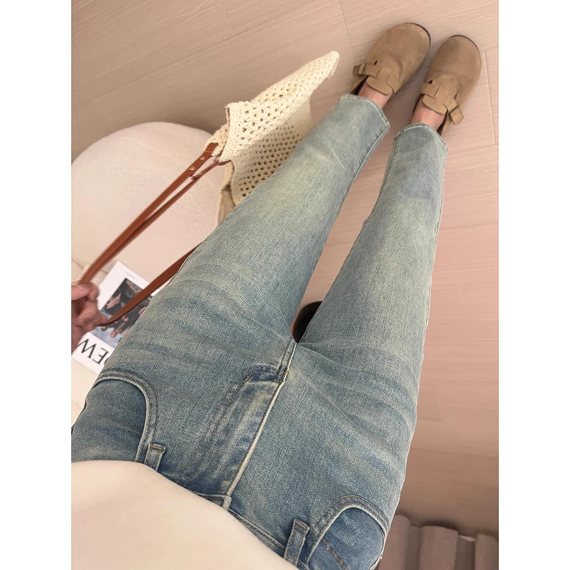 怀旧色直筒chic牛仔裤女2025年春夏新款高腰宽松显瘦早春穿搭