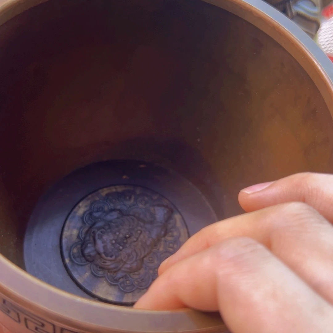 原矿风磨铜正版对联缸