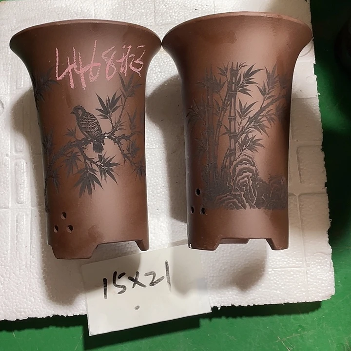 风***静紫砂花盆微瑕小号