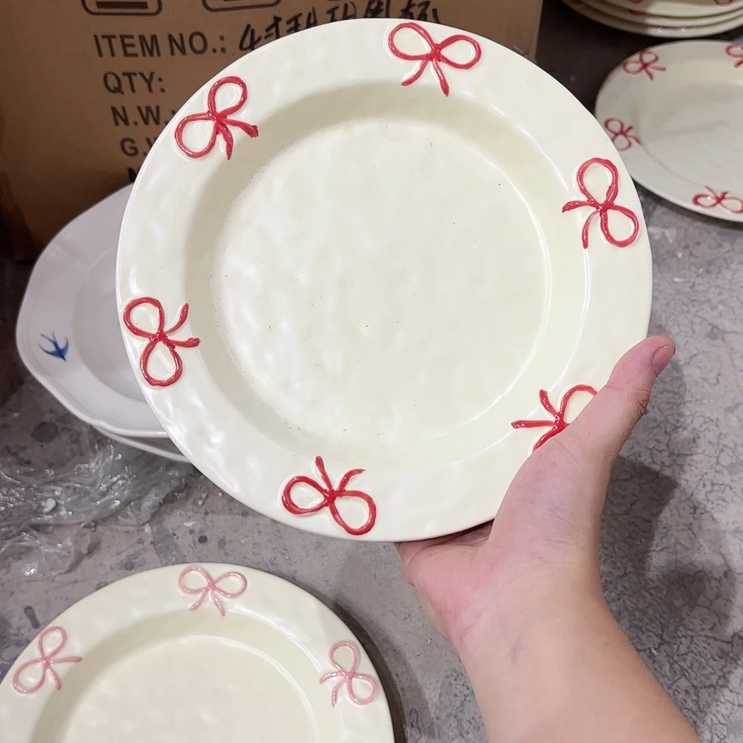 棉麻冰**：微瑕一个红蝴蝶结