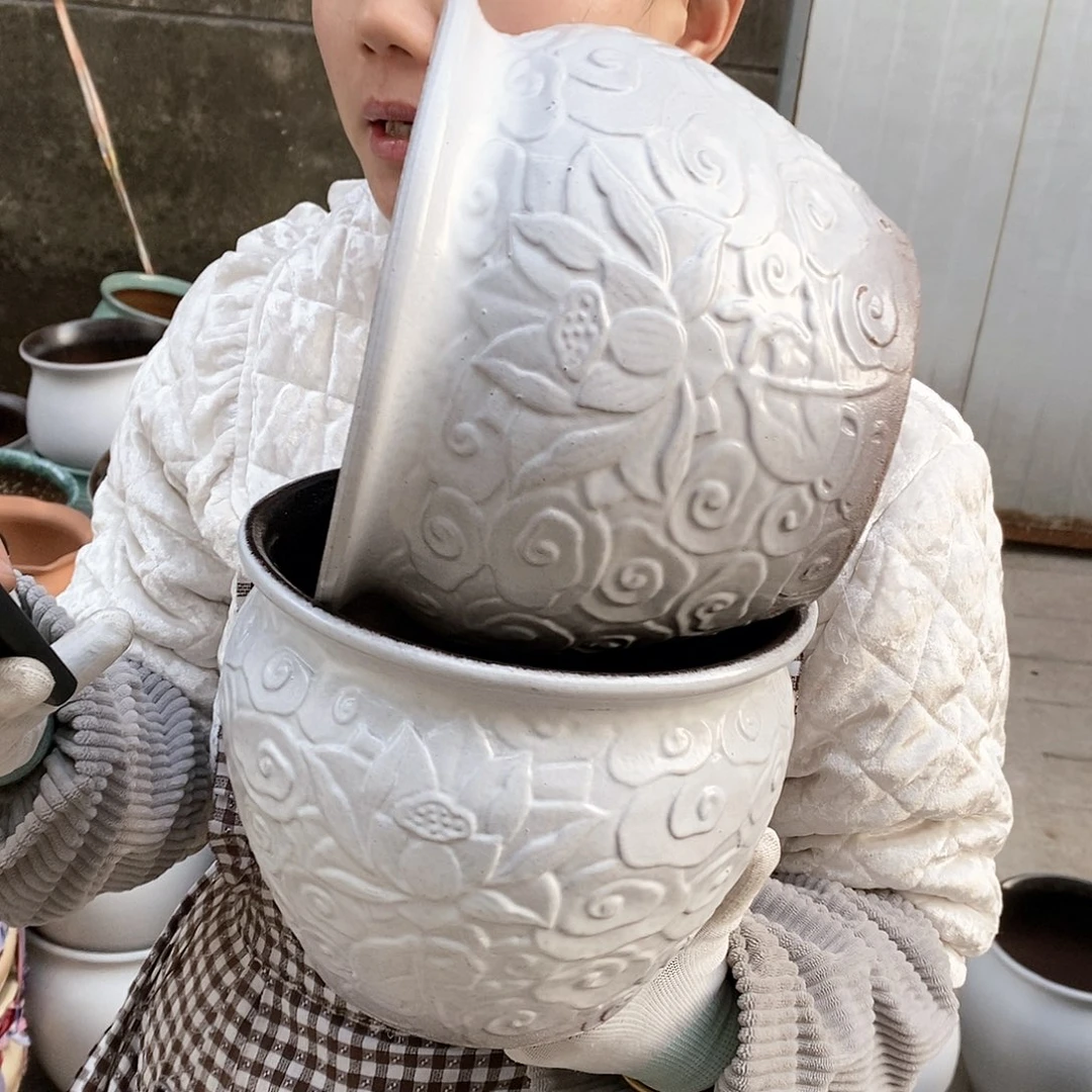 紫砂花盆瑕疵口20高16