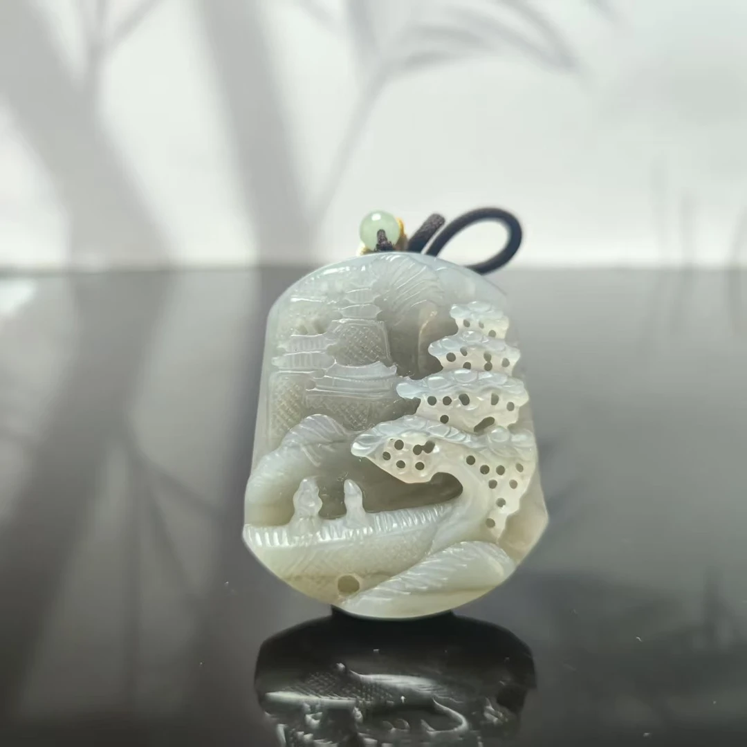 Q和田玉山水吊坠0130