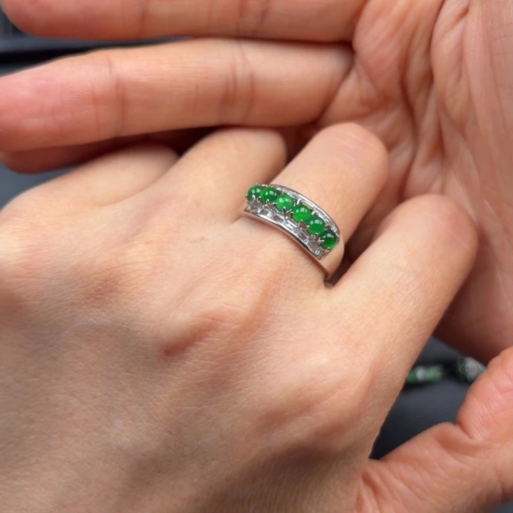 糖***糖翡翠银S925镶嵌耳饰