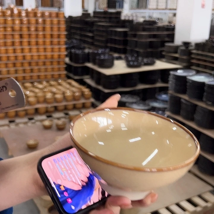 新骨瓷008微瑕曼谷棕思域棕5寸米饭碗