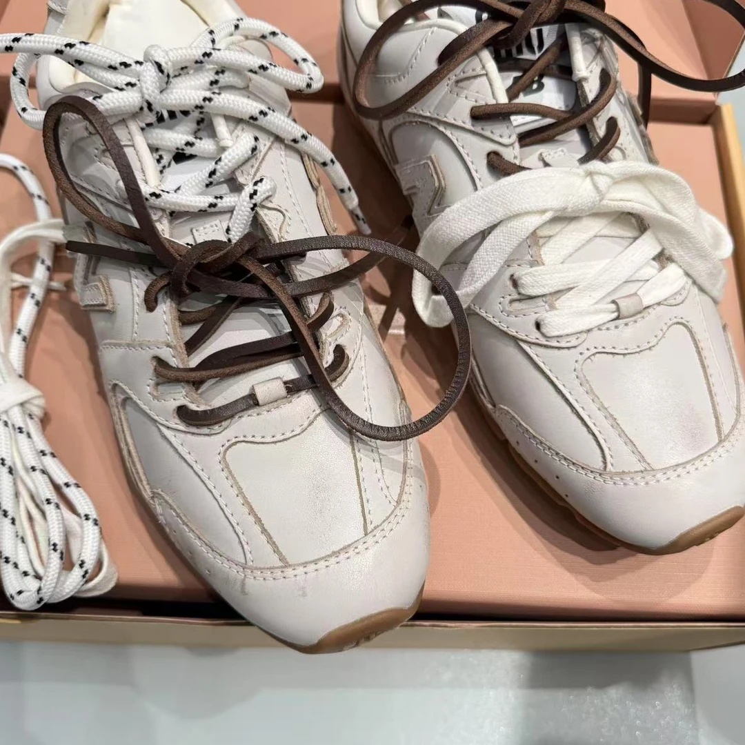 mIu 联名真皮女鞋休闲板鞋低帮鞋阿甘鞋204