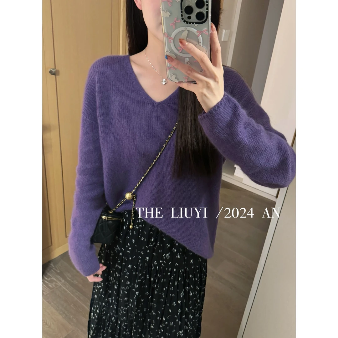 【LIUYI】温柔乡~秋冬羊毛混纺V领毛衣49191