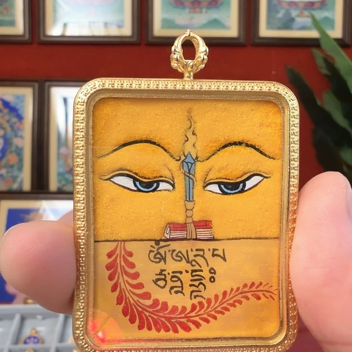 吊坠文老师六字真言-热贡纯手绘-毛毛