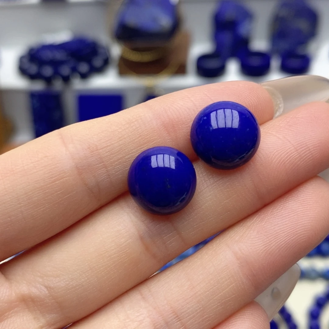 青金石未镶嵌耳饰12mm