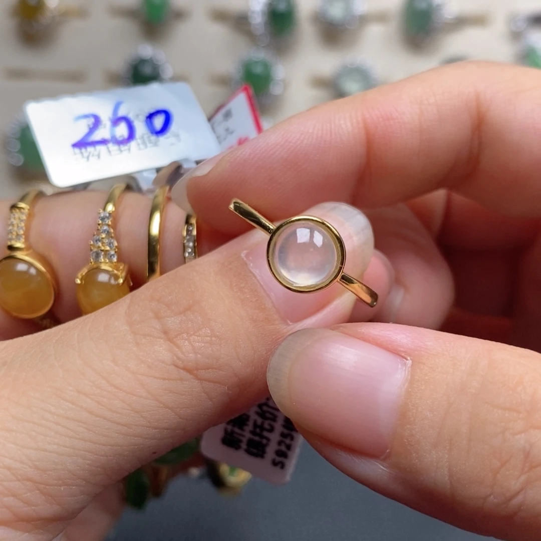 翡翠戒指银S925镶嵌戒指