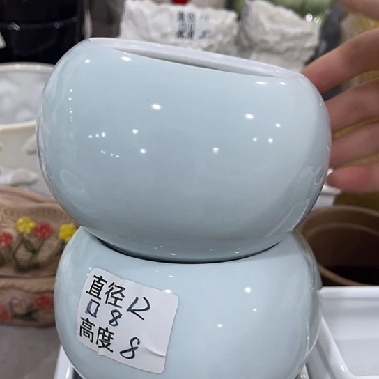 多肉绿植陶瓷花盆9.9包邮，有孔