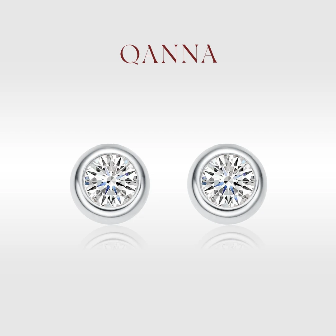 QANNA【泡泡】【50分】天然钻石时尚轻奢百搭单钻钻石耳钉AY