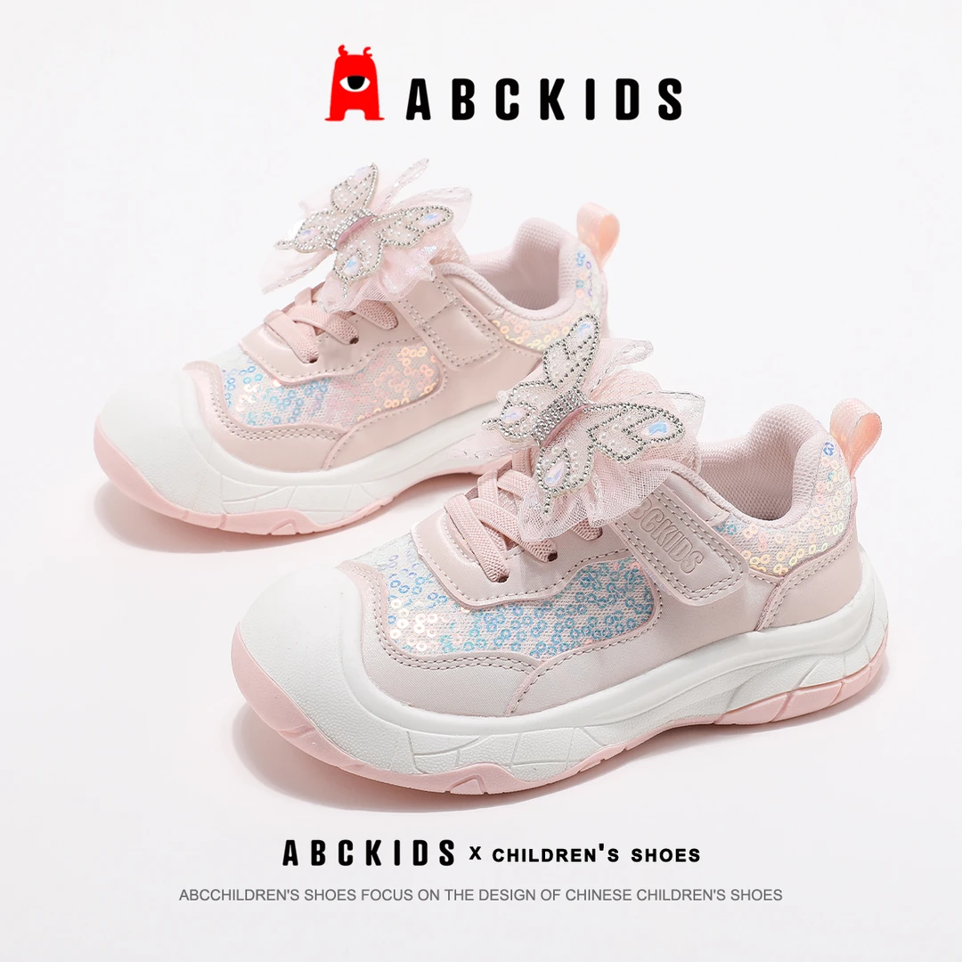 Abckids童鞋女童运动鞋秋季新款女孩网面休闲鞋子时尚软底公主鞋