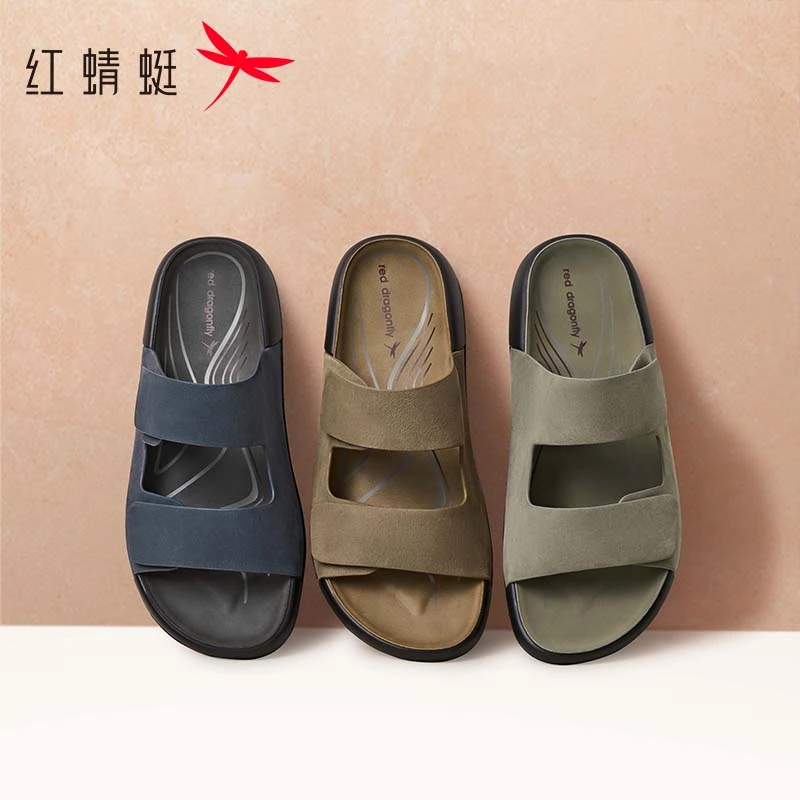 红蜻蜓一字拖2025夏季新款男鞋勃肯鞋夏季凉鞋软底休闲吐司鞋男鞋