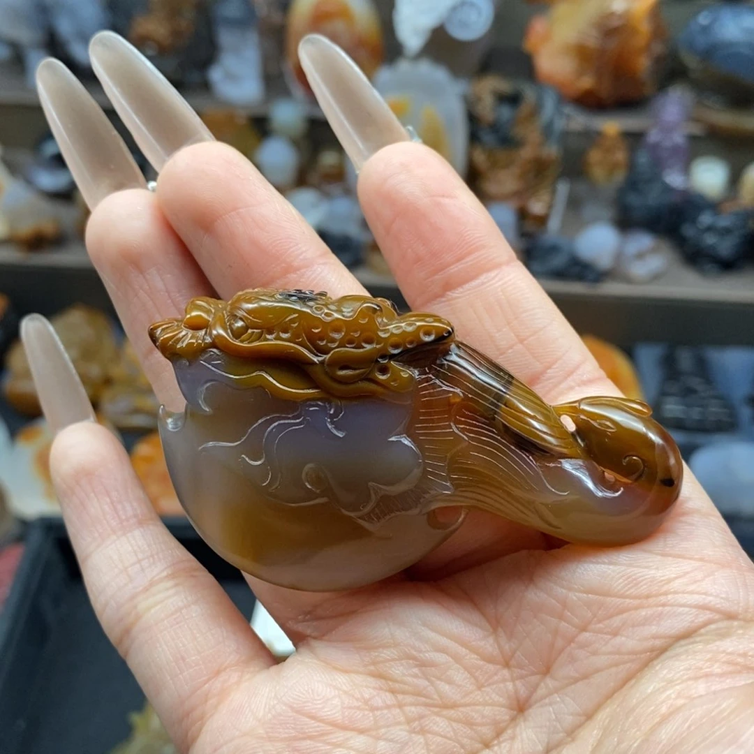 玛瑙/玉髓吊坠(不含链)未镶嵌龙*