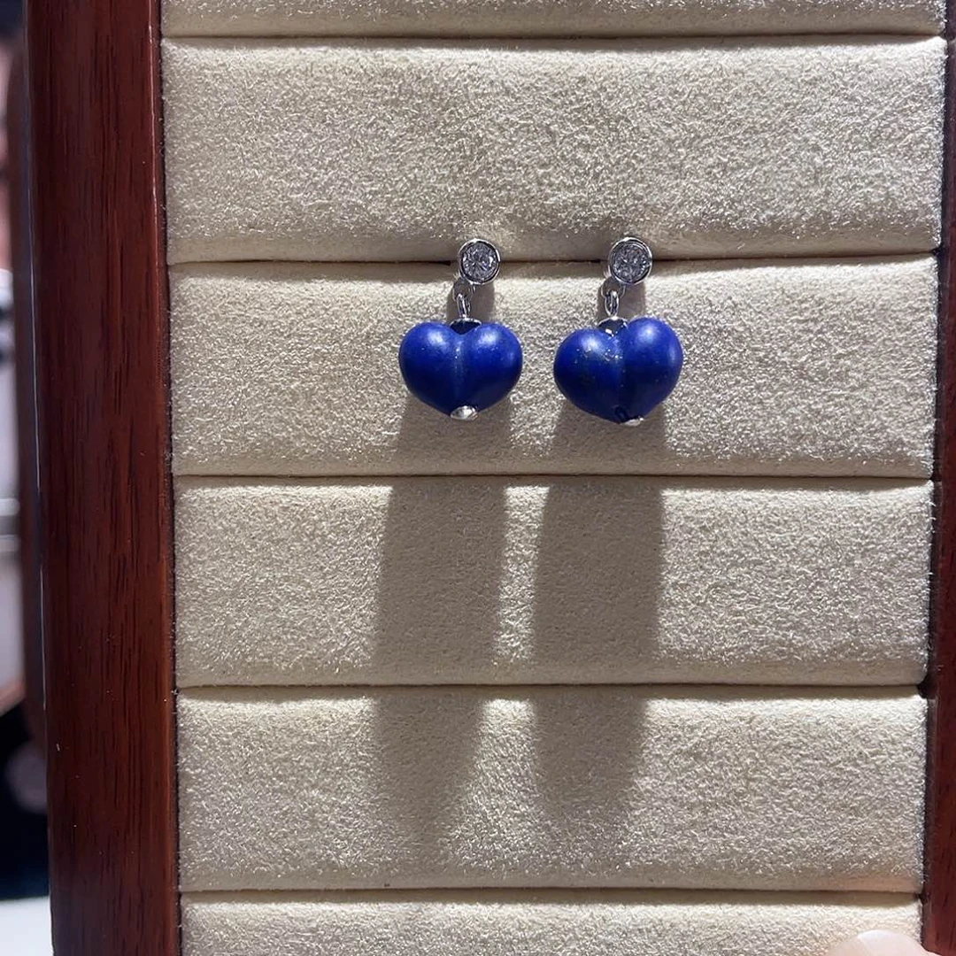 青金石未镶嵌耳饰大气款