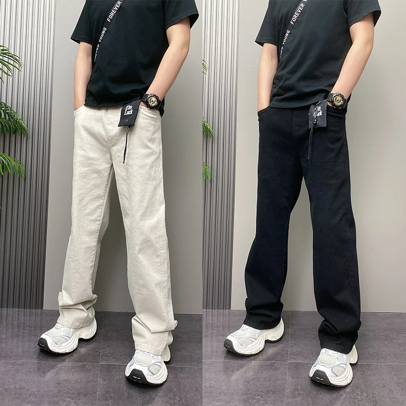 2025秋季高街青年男士休闲裤新款简约纯色潮流时尚百搭宽松直筒裤