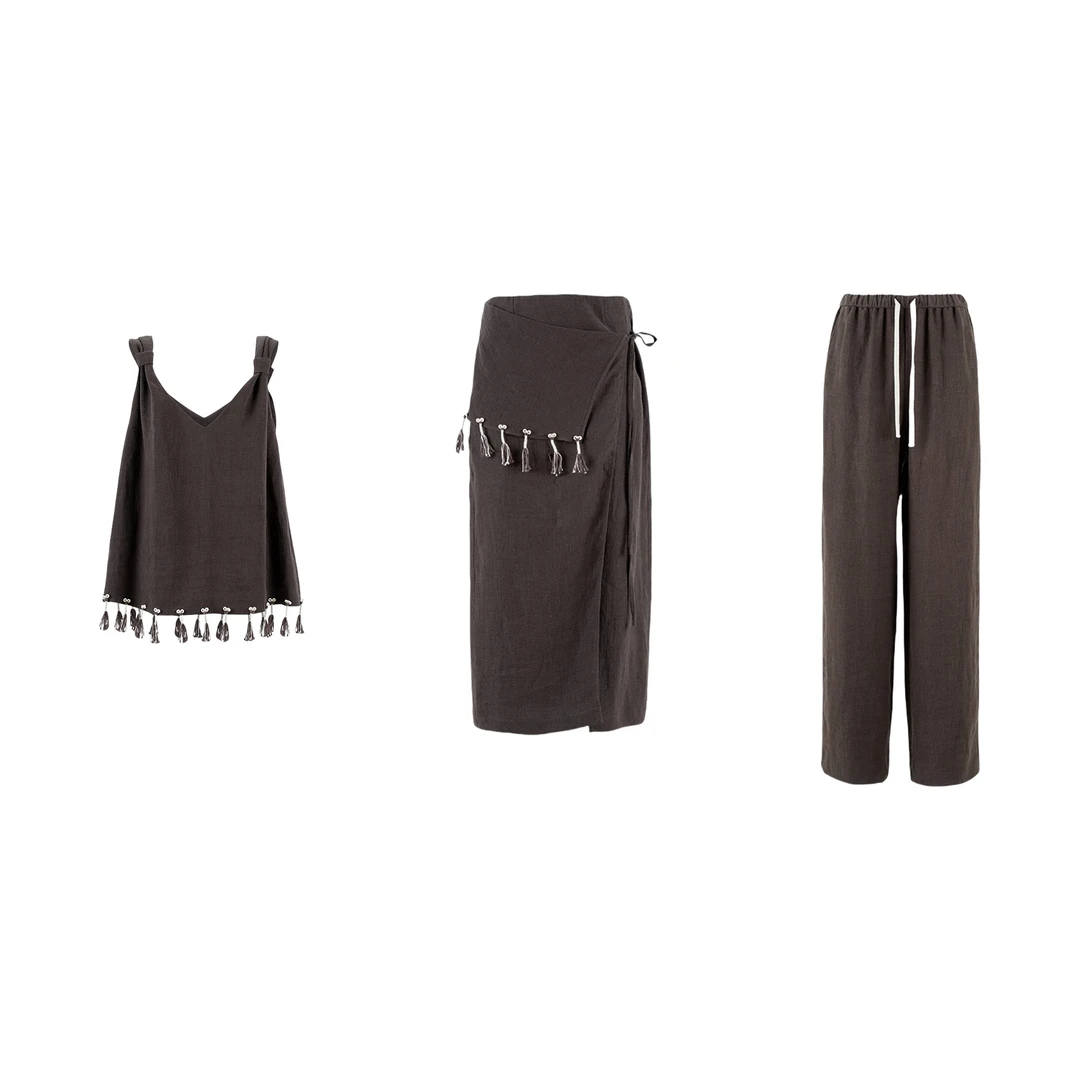 YOEYYOU品牌25春夏背心上衣抽绳长裤半裙520495财阀千金溜达裤