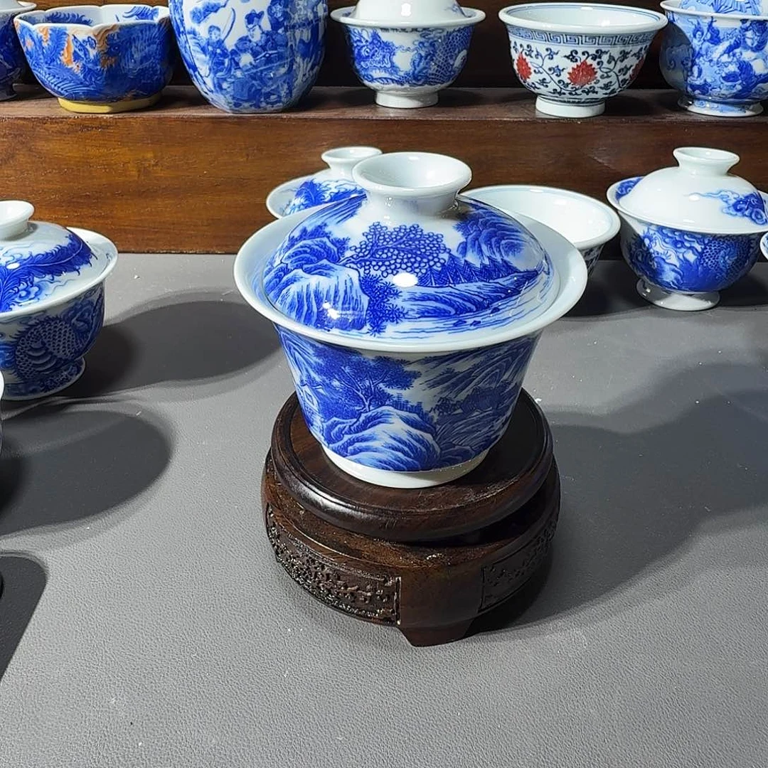 泥塑盖碗手工手绘