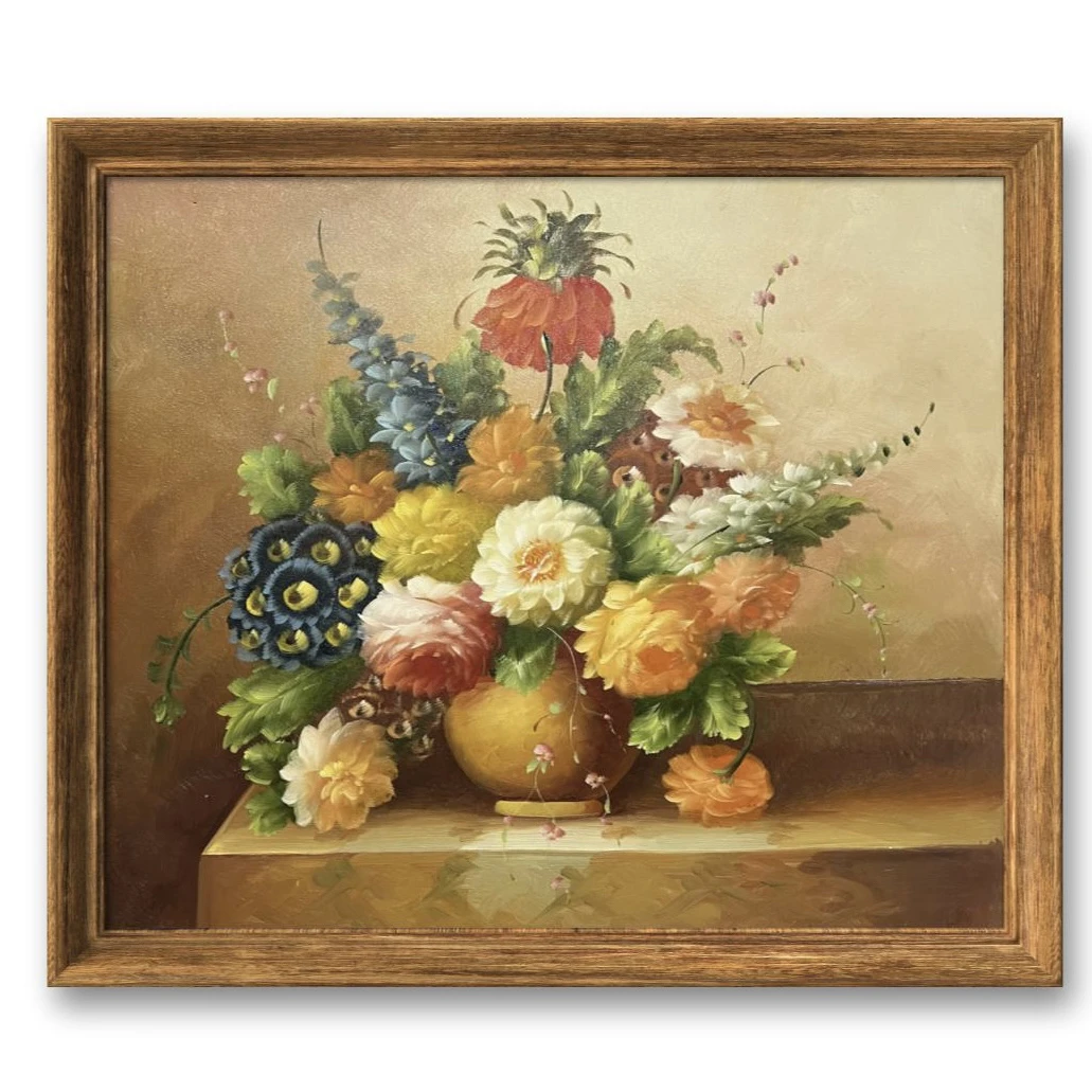 手绘欧式古典花卉油画客厅餐厅沙发背景墙装饰画