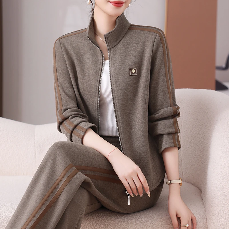 洋气新款休闲服装女春秋两件套时尚减龄中年人女士运动衣套装长袖