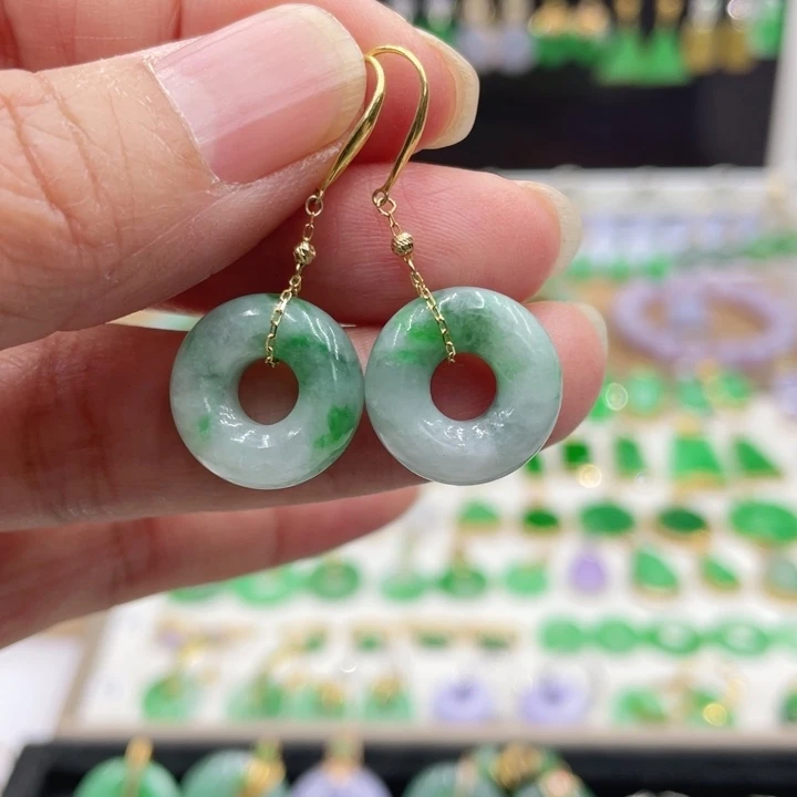 翡翠18K金镶嵌耳饰